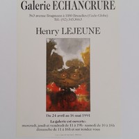 Affiche pour l'exposition Henry Lejeune , à la Galerie Echancrure (Bruxelles) , du 24 avril au 16 mai 1991.